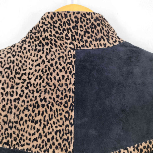 レオパード柄切り替えスウェードジャケット レディース FREE